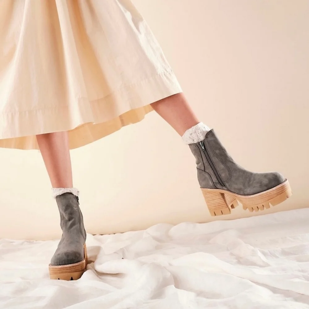 Free People Preston Platform Suede Ankle Boots Size/9